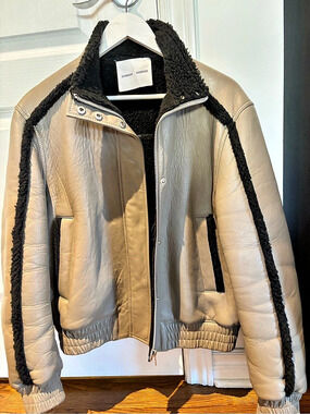 Samsøe Meadow Leather Bomber Jacket Samsøe in Brown & Black